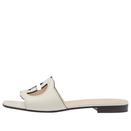 (WMNS) Gucci Interlocking G cut-out slide sandal 'White Leather' 694451-US000-9022