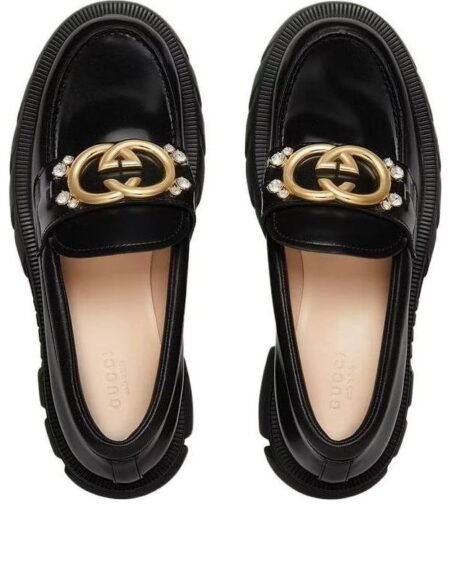 (WMNS) Gucci Lug Sole Interlocking G loafer 'Black Patent Leather' 700271-DKSD0-1000