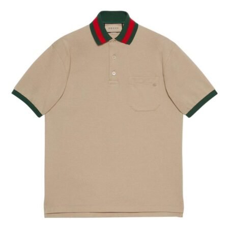Gucci Cotton piquet polo with Web collar 'Beige' 701735-XJELJ-2219
