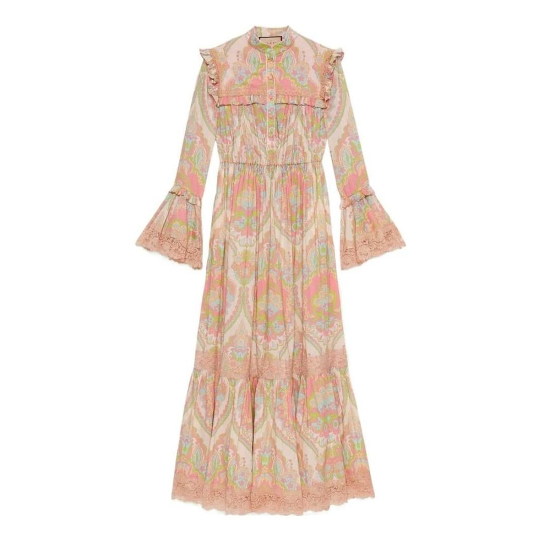(WMNS) Gucci Floral Print Muslin Dress 'Pale Pink' 704251-ZAJAB-5713