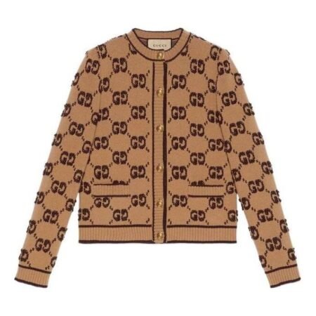 (WMNS) Gucci GG Wool Boucle Jacquard Cardigan 'Camel Brown' 713300-XKCNA-2668