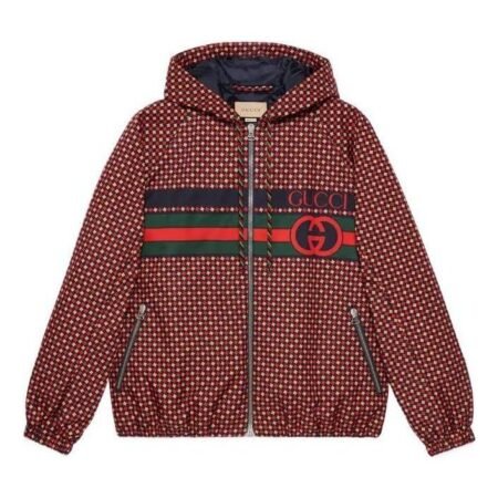 Gucci Geometric Houndstooth Canvas Jacket 'Blue Red Green' 714810-ZAKY3-4310