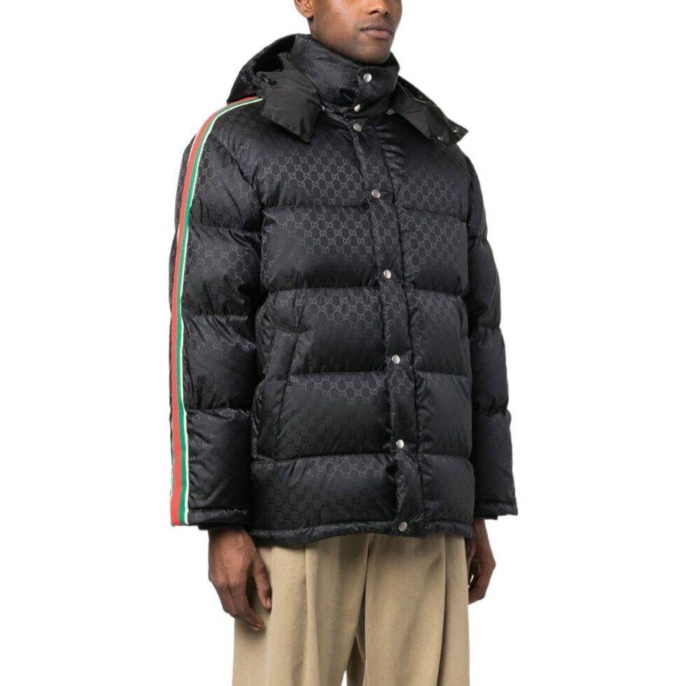 Gucci GG Nylon Jacquard Jacket With Web 'Black' 715519-Z8A50-1043 - Image 4