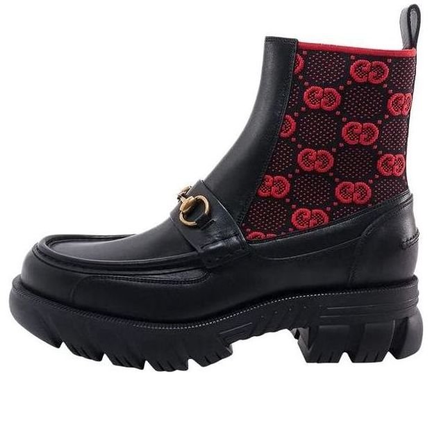 Gucci Horsebit GG Jersey Boot 'Black Red' 718708-AAA4Y-1071