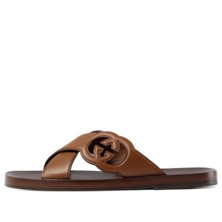 Gucci Side Interlocking G Slide Sandals 'Brown' 738471-US000-2535