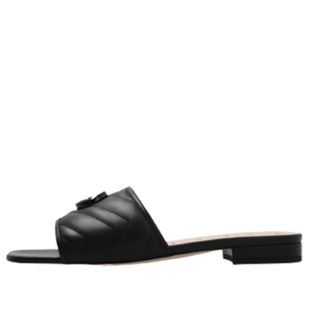 (WMNS) Gucci Marmont Double G Slides 'Black' 739128-BKO60-1000