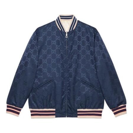 Gucci Nylon Canvas Reversible Zip Jacket 'Dark Blue Off White' 739810-ZANZ7-4348