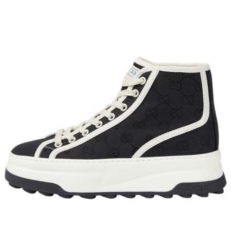 (WMNS) Gucci GG Blooms High-Top Sneakers 'Black White' 746768-20Q20-1043