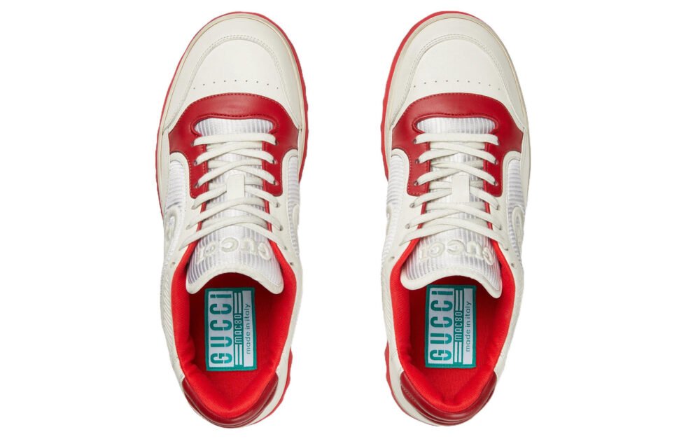 Gucci Mac80 Embroidered Sneakers 'White Red' 749896-AAB79-9150 - Image 3
