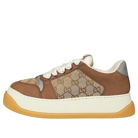 Gucci Screener GG Leather Sneakers 'Brown Beige White' 750048-FAB39-9754