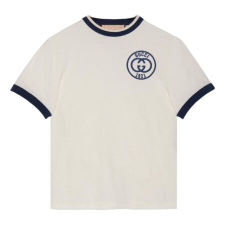 (WMNS) Gucci Cotton jersey T-shirt with Gucci embroidery 'Off White' 756596-XJFV8-9088