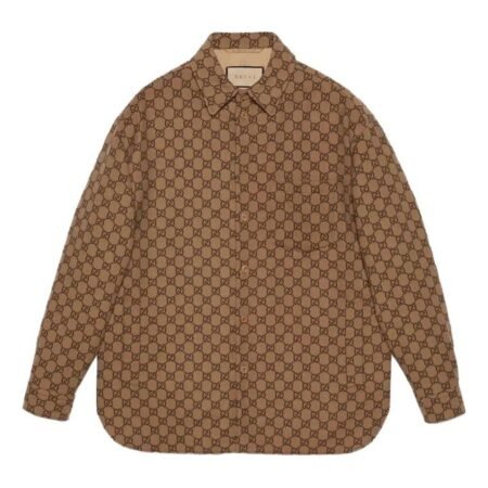 Gucci GG Wool Flannel Padded Overshirt 'Camel Ebony' 762183-ZAPDW-2378