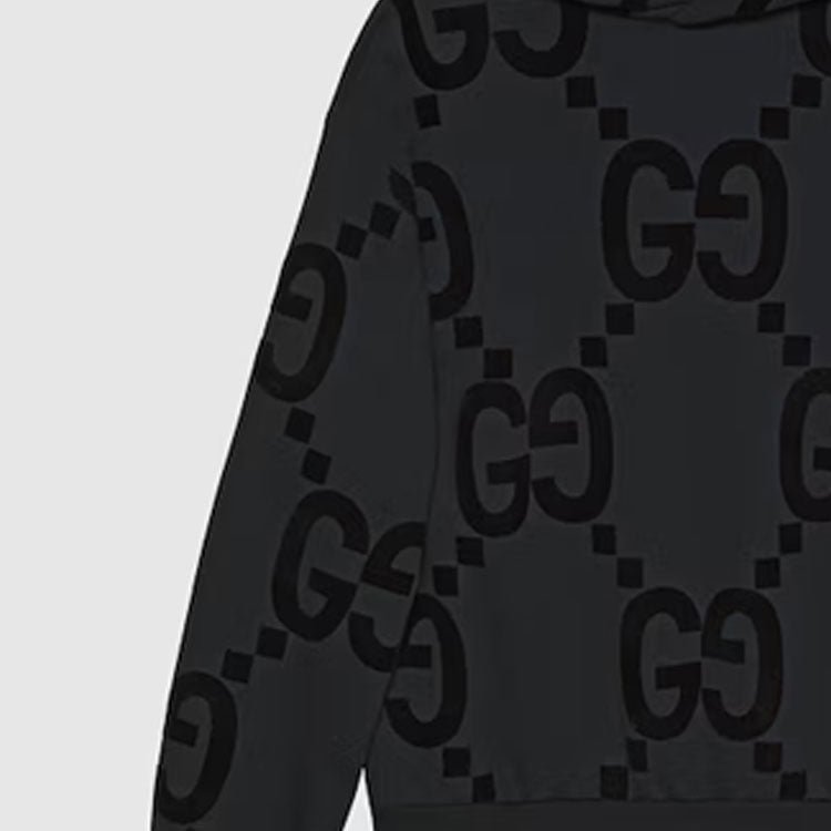 Gucci GG Flocked Print Cotton Fleece Sweatshirt 'Black' 768499-XJF37-1868 - Image 5