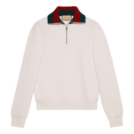 Gucci Knit Wool Sweater With Web 'Ivory' 770440-XKDNE-9146