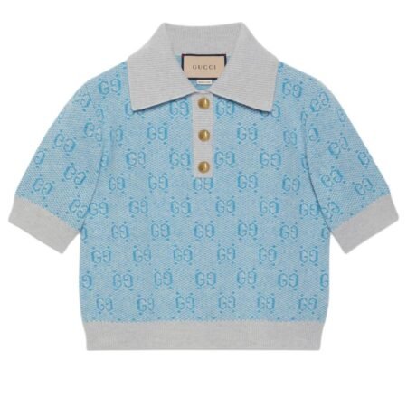 (WMNS) Gucci GG Wool Jacquard Polo 'Light Blue' 773631-XKDK5-4576