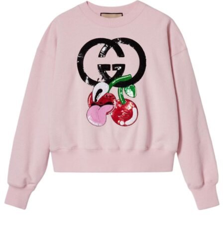 (WMNS) Gucci Cotton Jersey Sweatshirt With Embroidery 'Pink' 773769-XJGHH-5781