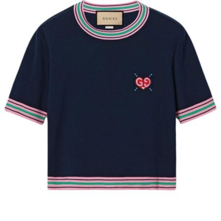 (WMNS) Gucci Fine Knit Sweater With Embroidery 'Navy' 782254-XKD0I-4215