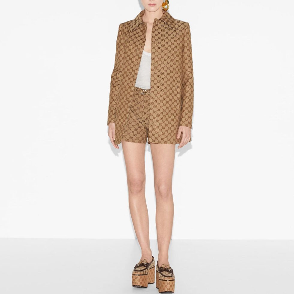 (WMNS) Gucci GG Canvas Coat 'Beige Brown' 788387-Z8BSO-2190 - Image 2