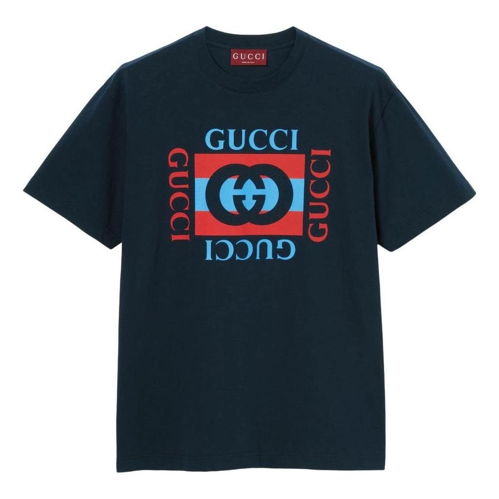 Gucci Printed Cotton Jersey T-shirt 'Navy' 796395-XJHDB-4027