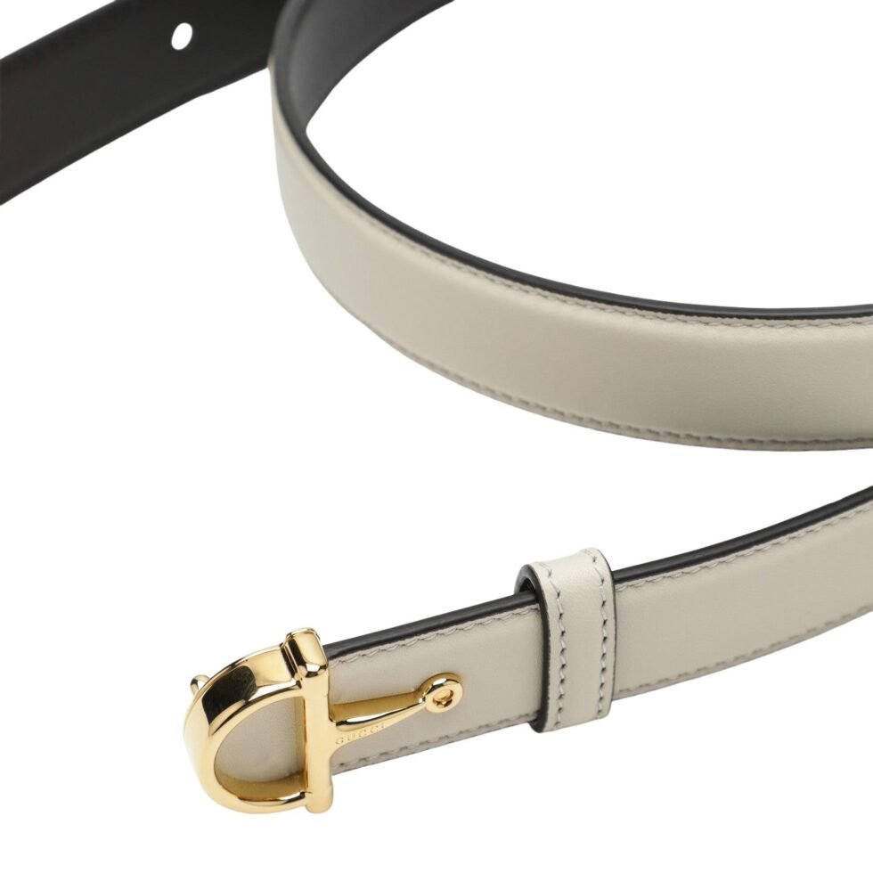 (WMNS) Gucci 26 Thin Belt with Half-Horsebit Buckle 'White' 836993-AAEC2-9540 - Image 2