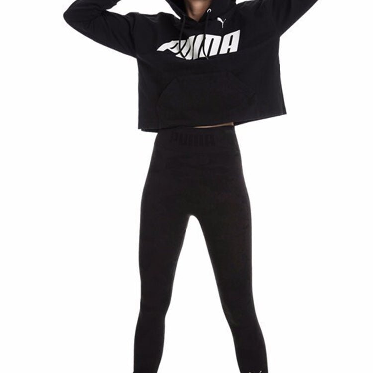 (WMNS) PUMA Cropped Logo Hoodie 844023-01 - Image 3