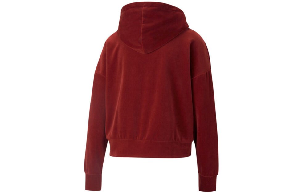 (WMNS) PUMA Her Velour Hoodie 'Burgundy' 846417-22 - Image 2