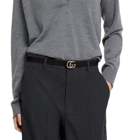 (WMNS) Gucci 25 Reversible GG Marmont Thin Belt 'Beige Black' 847132-FAFCN-9759 - Image 7