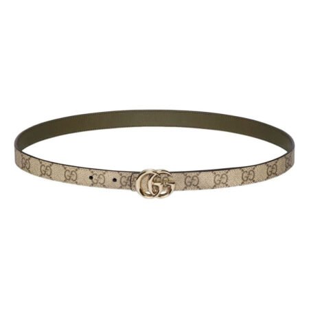 (WMNS) Gucci 26 Reversible GG Marmont Thin Belt 'Beige Khaki'  847132-FAFGJ-9778