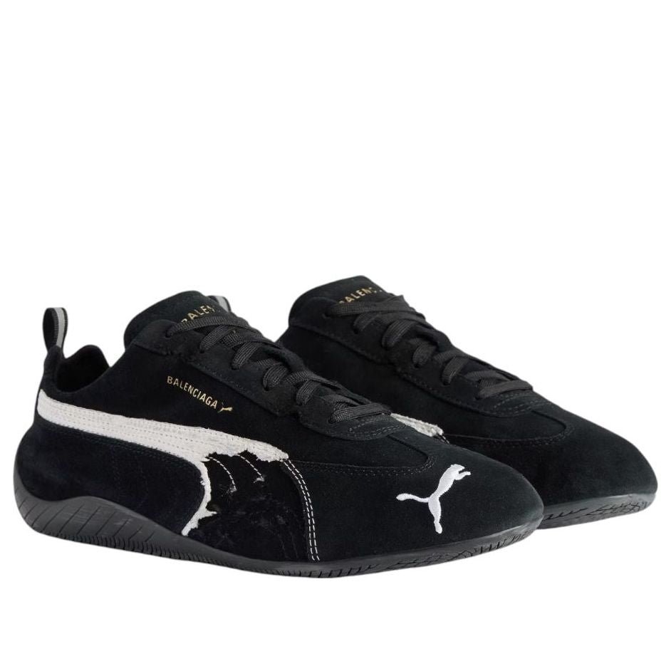 Balenciaga x Puma Speedcat Suede 'Distressed Black White' 847146WSDSD1090 - Image 2