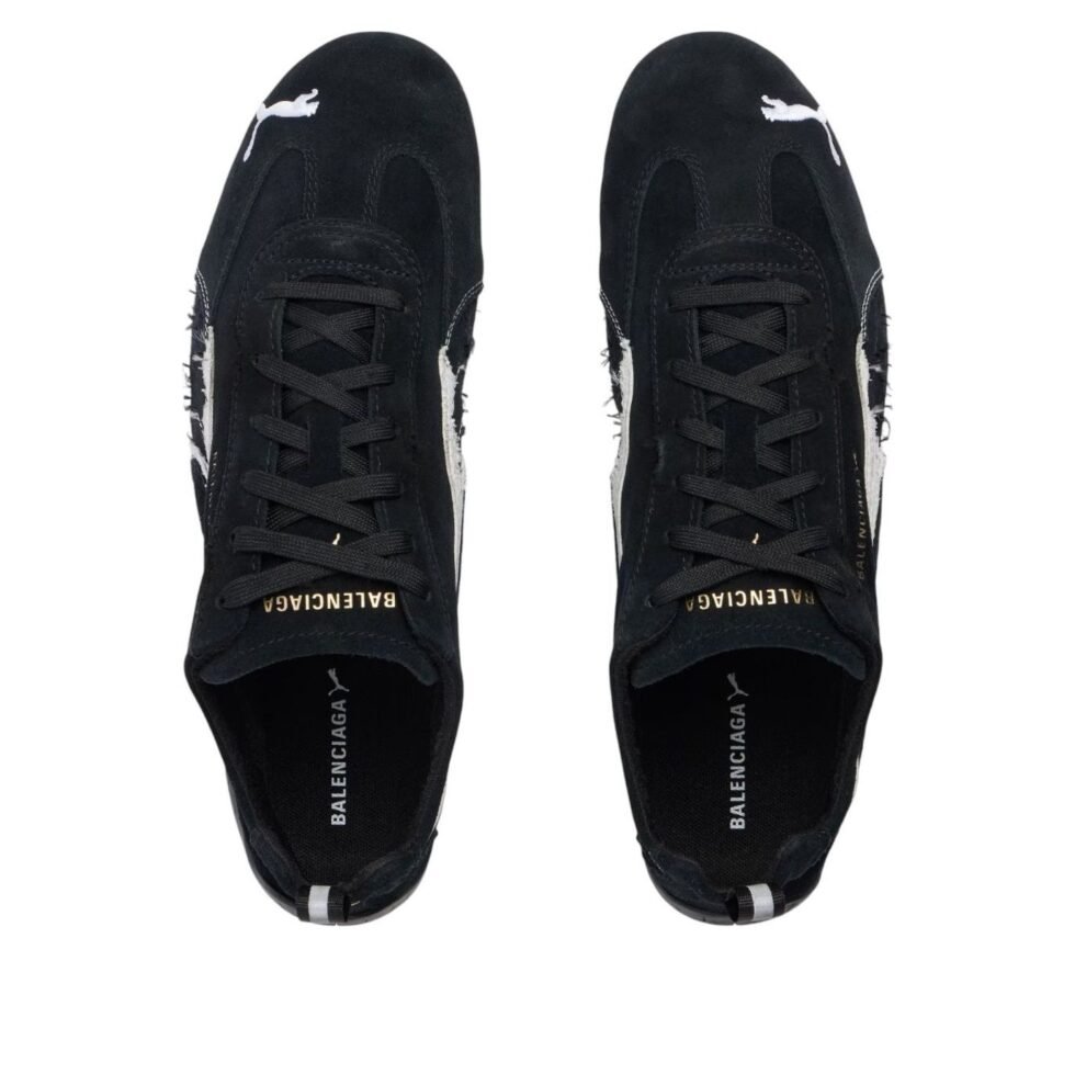 Balenciaga x Puma Speedcat Suede 'Distressed Black White' 847146WSDSD1090 - Image 4