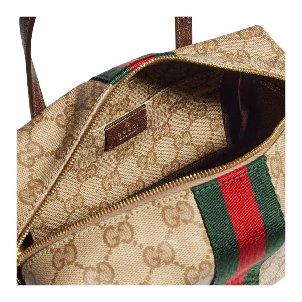 (WMNS) Gucci Mini Boston Bag with Web 'Sand Dark Brown’ 876057-FAF8R-8547 - Image 6