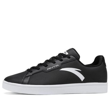 ANTA Leather Skateboarding Shoes 'Black White' 912028003-1