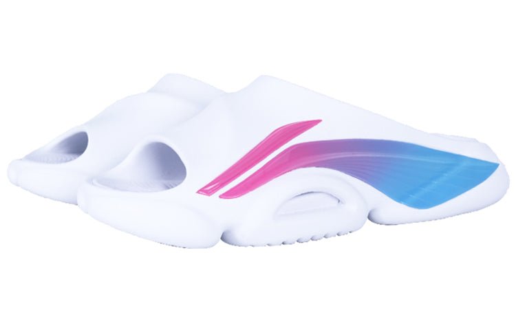 (WMNS) Li-Ning 8 PE Courtside Sport Slides 'White Blue' ABTS010-1 - Image 4