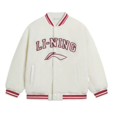 Li-Ning Logo Polar Fleece Baseball Jacket 'Beige Red' AFDSD31-1