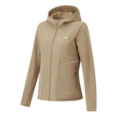 (WMNS) Li-Ning Logo Sports Hooded Windbreaker 'Khaki' AFDT626-2