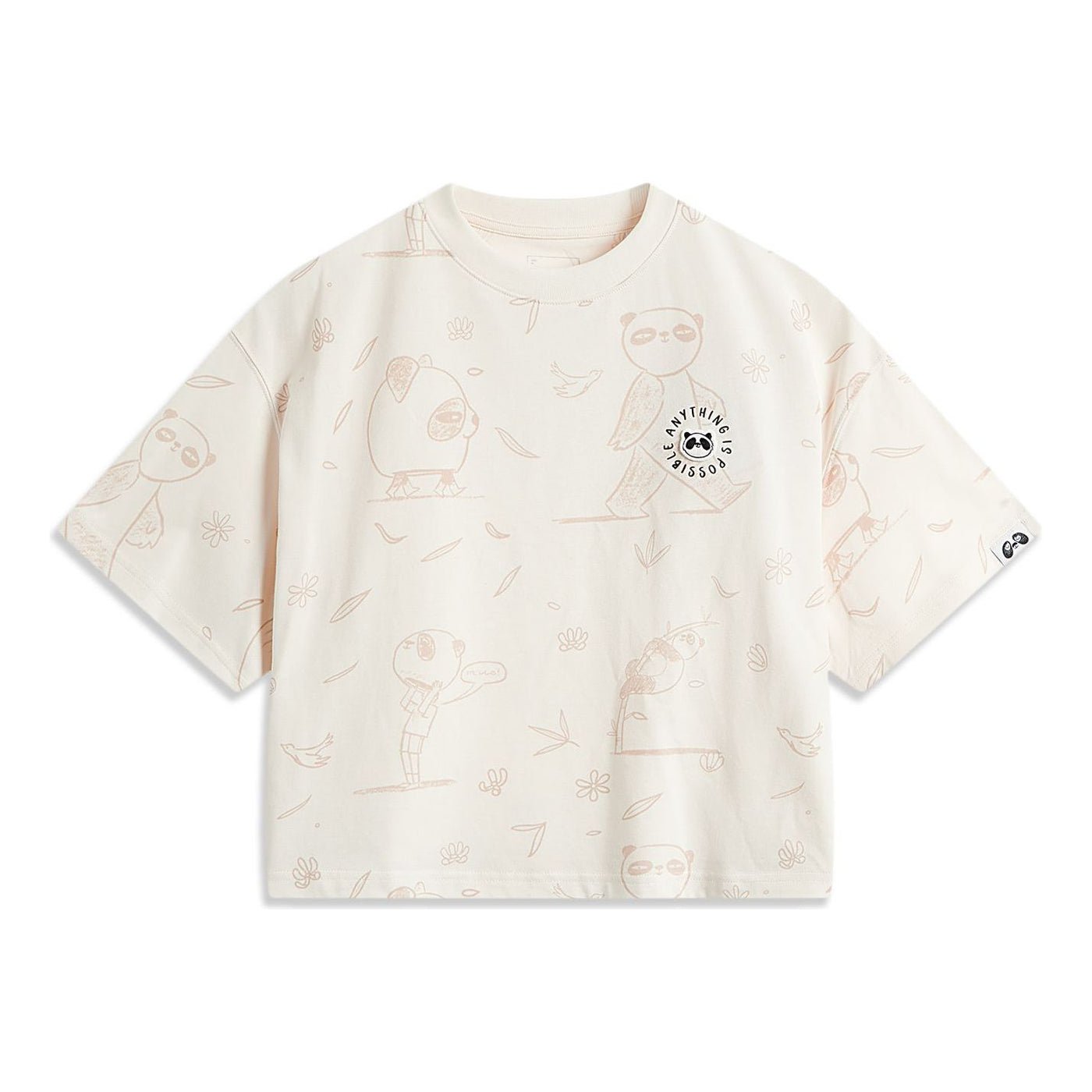 (WMNS) Li-Ning Panda Graphic Oversized T-shirt 'Beige' AHSUC06-1