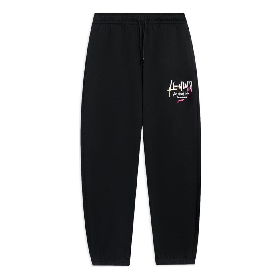 Li-Ning Anything Is Possible Graphic Sweatpants 'Black' AKLSG67-4