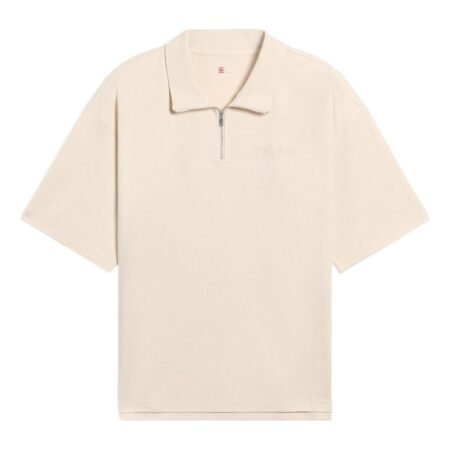 Li-Ning Logo Half Zip Polo Shirt 'Creamy White' APLS018-4