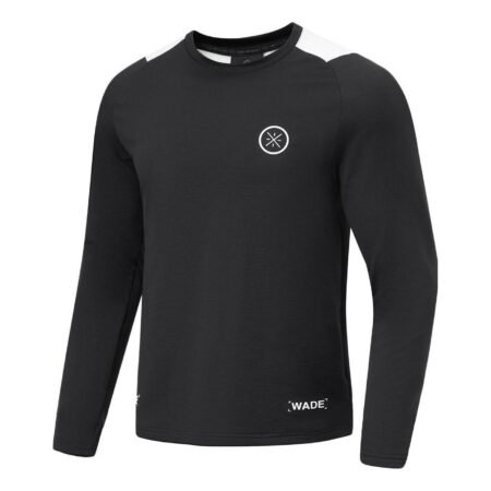 Li-Ning Way Of Wade Logo Warm Fleece Long Sleeve T-shirt 'Black White' ATLT109-1