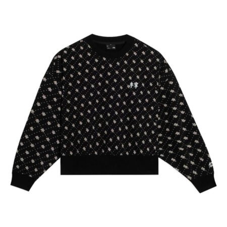 (WMNS) Li-Ning All-Over Print Sweatshirt 'Black' AWDS632-5