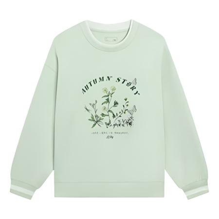 (WMNS) Li-Ning Floral Graphic Sweatshirt 'Light Green' AWDS918-2