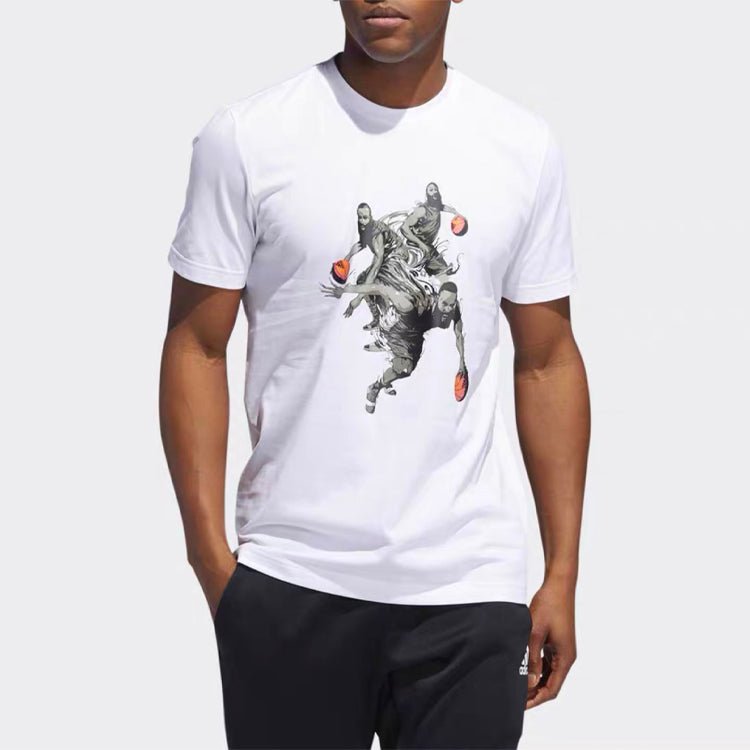 adidas Harden Mvmt Gu Printed TEE Men White DZ1872 - Image 3