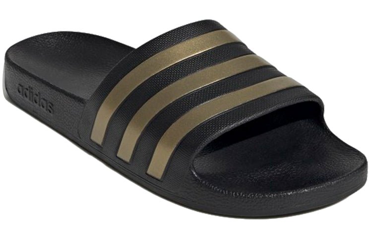 adidas Adilette Aqua Slides 'Black Gold Metallic' EG1758 - Image 3