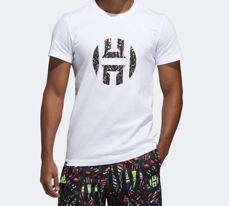 adidas Harden Logo Tee Basketball Sports Short-sleeve Tee Men White FM4787 - Image 3