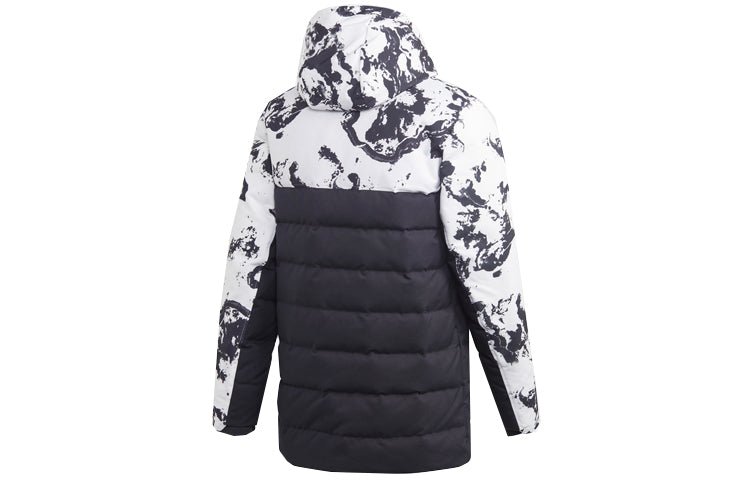 adidas Juventus Soccer/Football Sports Colorblock hooded down Jacket Black White Colorblock FR4213 - Image 2