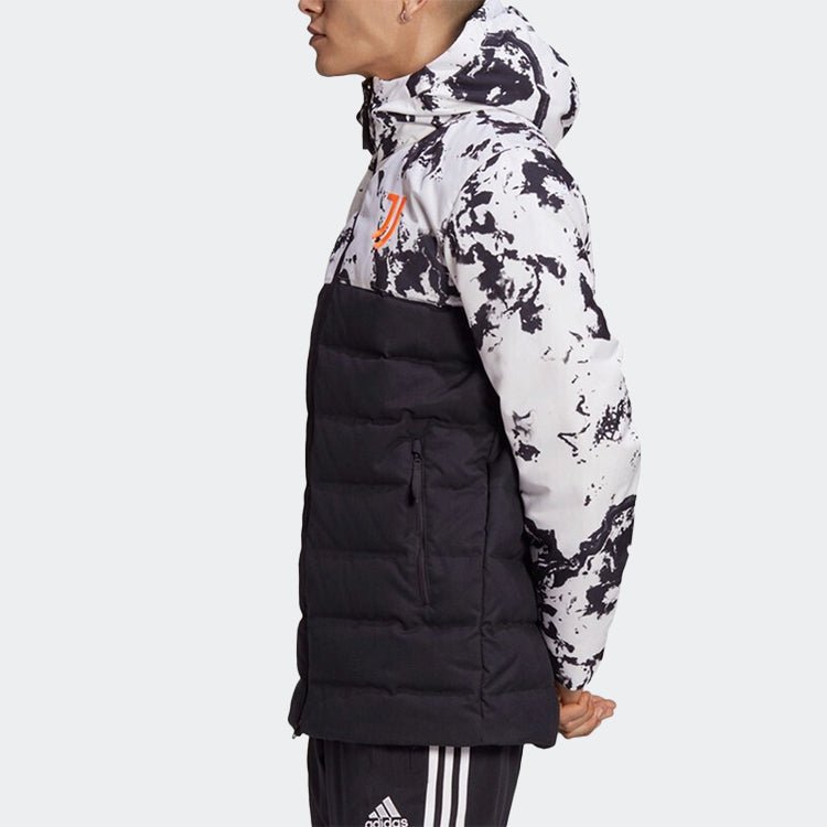 adidas Juventus Soccer/Football Sports Colorblock hooded down Jacket Black White Colorblock FR4213 - Image 6