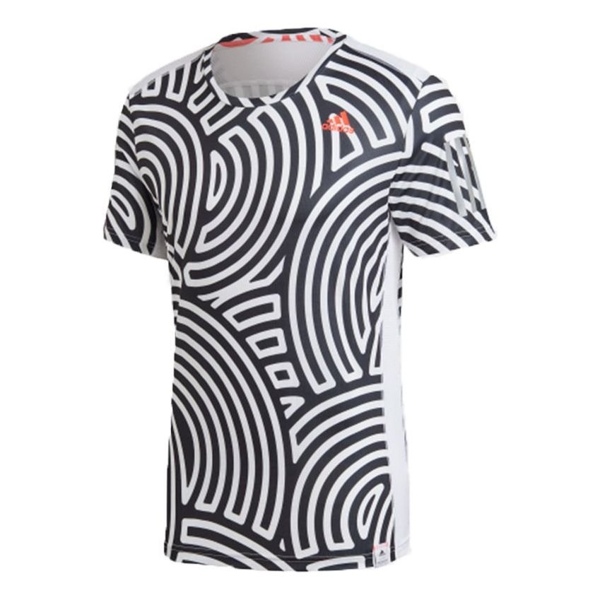 Men's adidas x Hiroko Takahashi Riko Crossover Round Neck Printing Casual Sports Running Short Sleeve Black T-Shirt GD5031