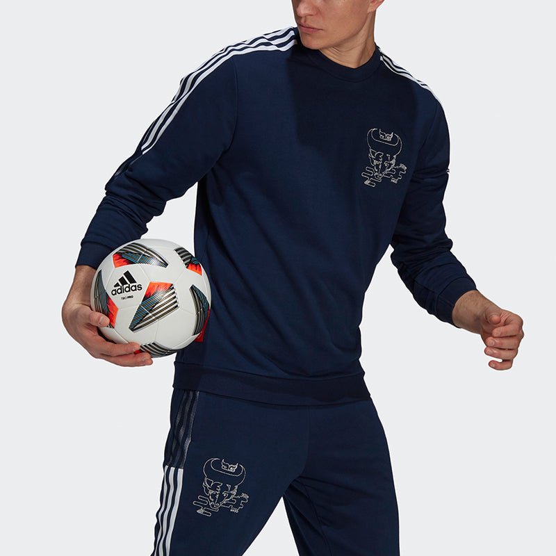adidas Afc Cny Cr Swt Series Soccer/Football Sports Embroidered Pattern Round Neck Pullover Navy Blue GK9401 - Image 4
