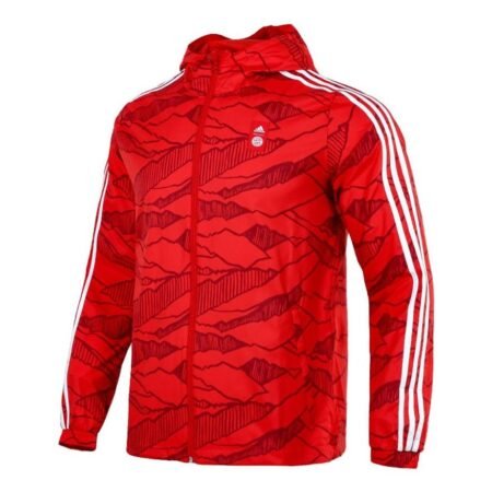Men's adidas Soccer/Football Training Windproof Quick Dry Casual Woven Hooded Jacket Red GR0683