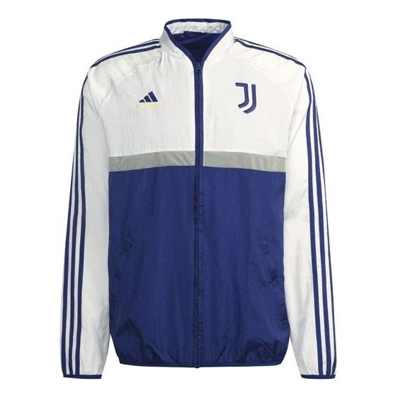 adidas Soccer/Football Sports Contrasting Colors Woven Logo Jacket 21-22 Season Juventus White GR2900